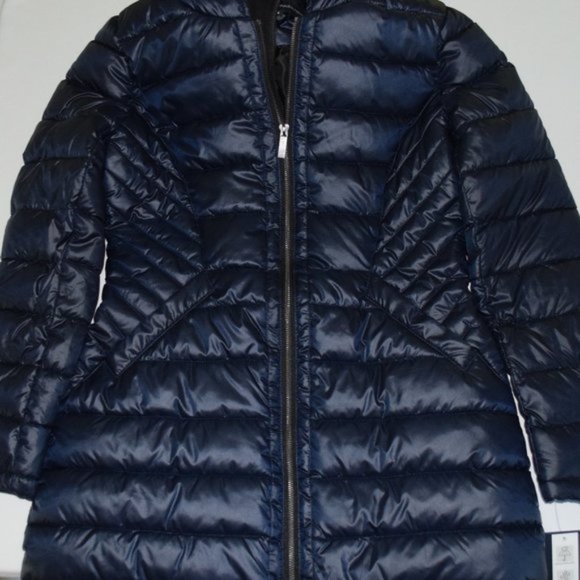 NEW French Connection Puffer Coat Jacket with Hood in Navy Blue - XS - Picture 6 of 14